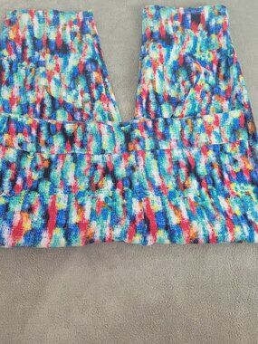 DFA New York Womens 22W Capri Pants Multicolor Watercolor Elastic Waist WAT58E